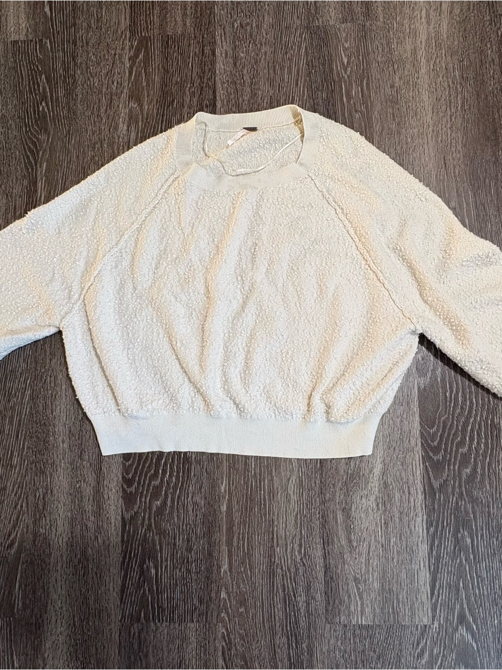 Free People Cream Bouclé Crew Sweater